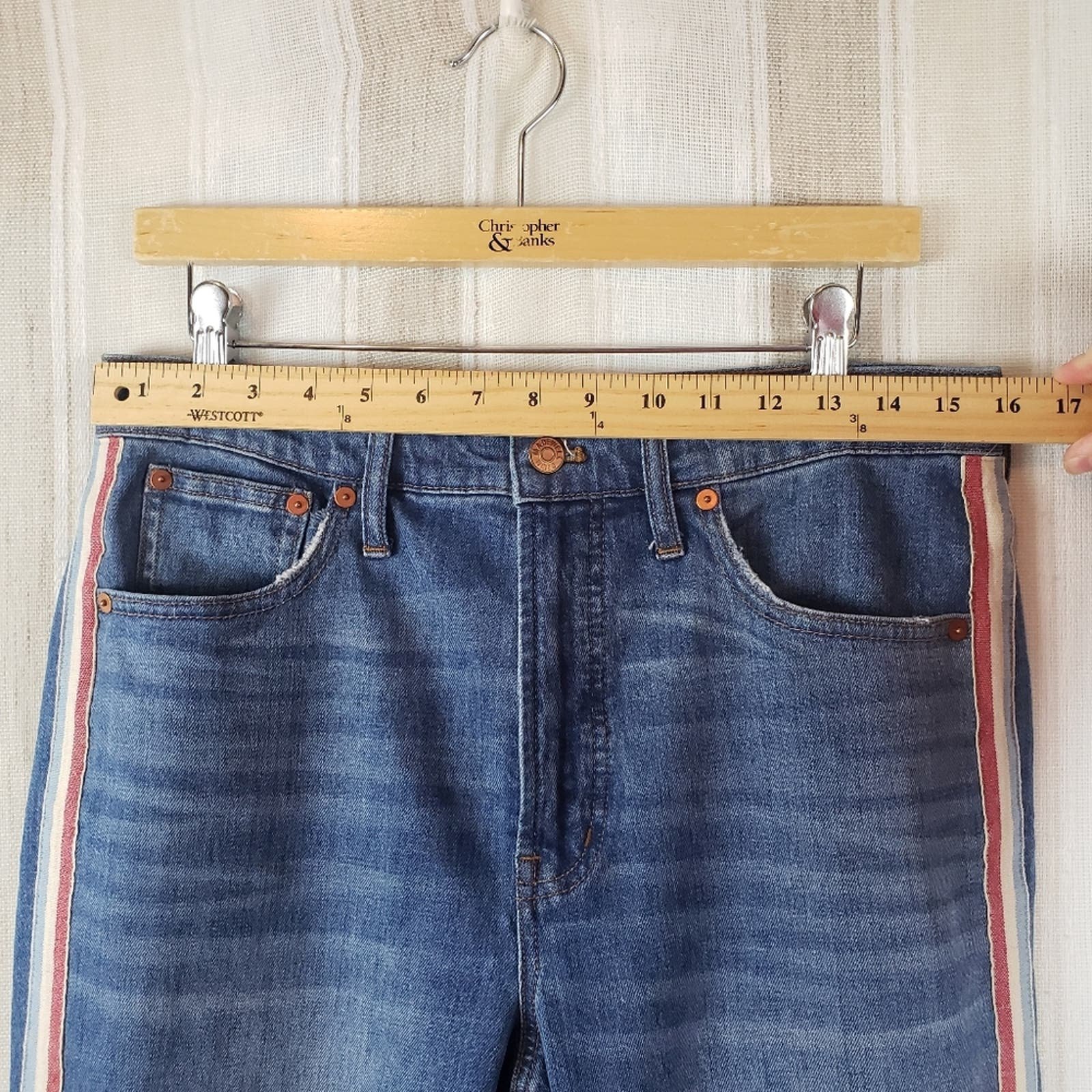 High quality Madewell The Perfect Vintage Crop Jean Tuxedo Stripe Edition Cassie Wash Size 30 OqnfieGBb best sale