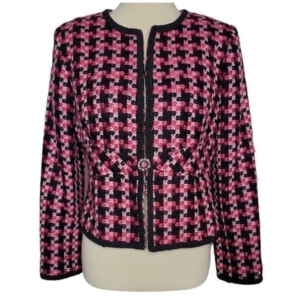 large discount ABR New York pink houndstooth blazer 12p