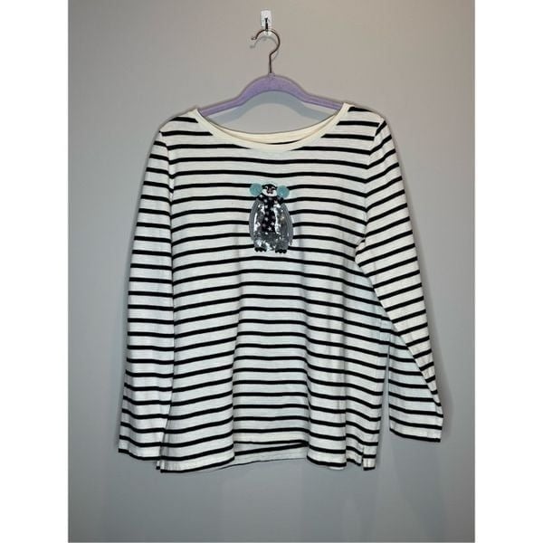 good price Talbots Penguin Black and White Striped Knit Top Size 1X L015MPWu2 best sale