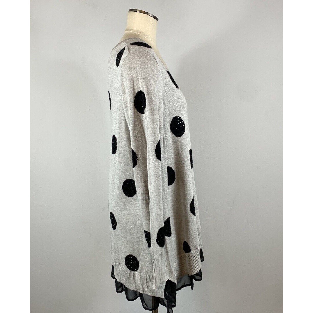 Promotions  THE LIMITED Mist Gray V-neck Dot Embellished Pullover Sweater 3X MRSP $119 prhlgsZsl on sale