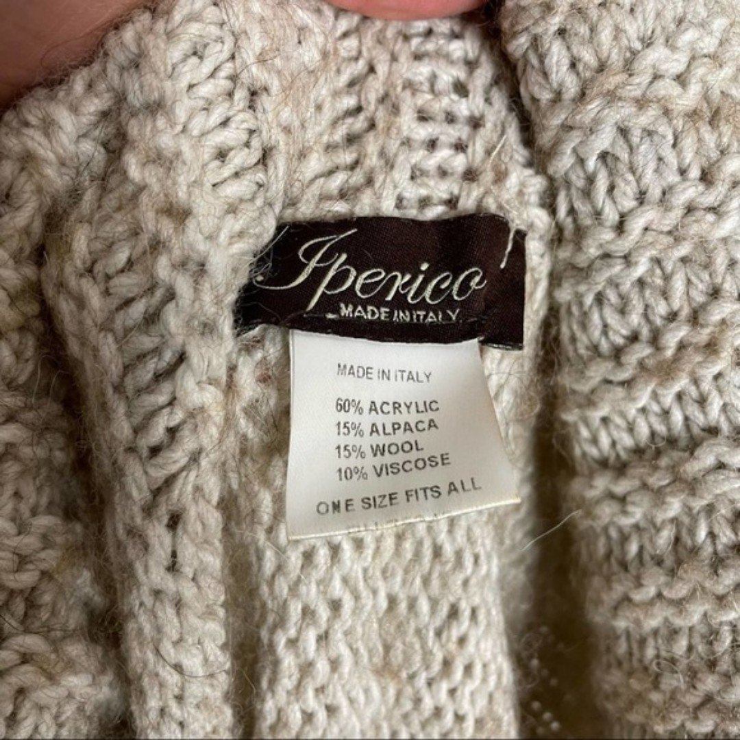 Authentic Jperico Beige Cream Poncho Alpaca Wool Blend Fringed Turtleneck Small Medium fJq4hpcKh for sale