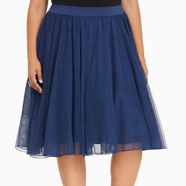 Fashion Torrid Blue Tulle Mesh Midi Skirt Size 00 Mediu