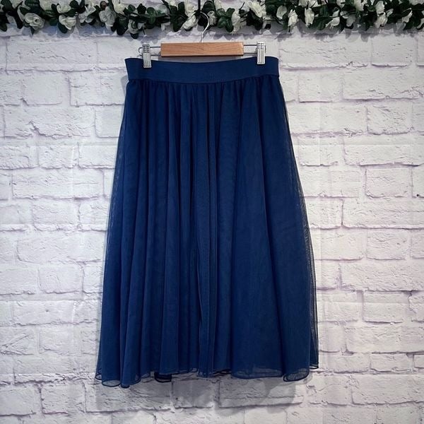 Fashion Torrid Blue Tulle Mesh Midi Skirt Size 00 Medium IDCLFXmTm no tax