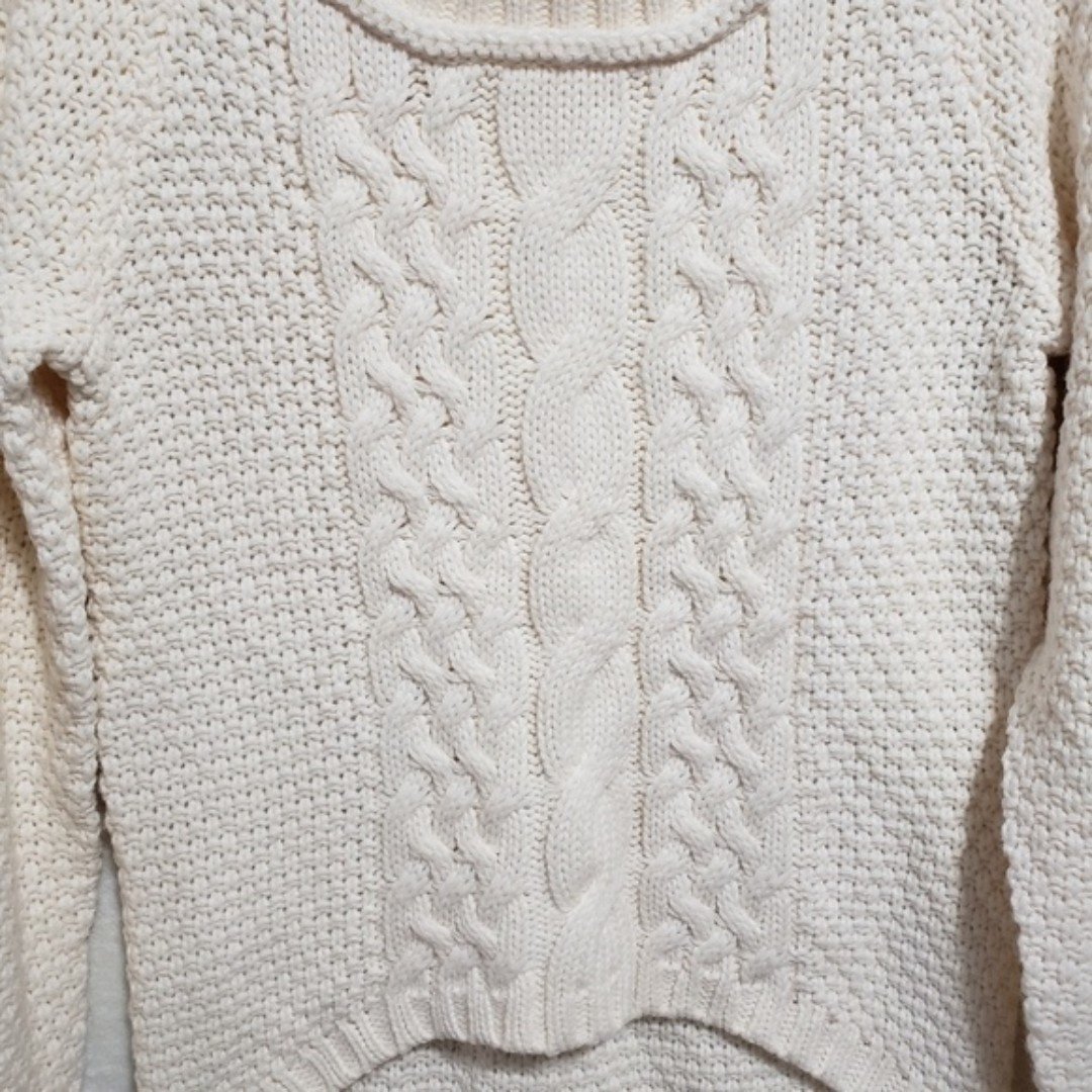 floor price a.n.a. Womens Knit Sweater Cream Long Sleeve Scoop Neck High Low Hem Size S oetgiYNKn Wholesale