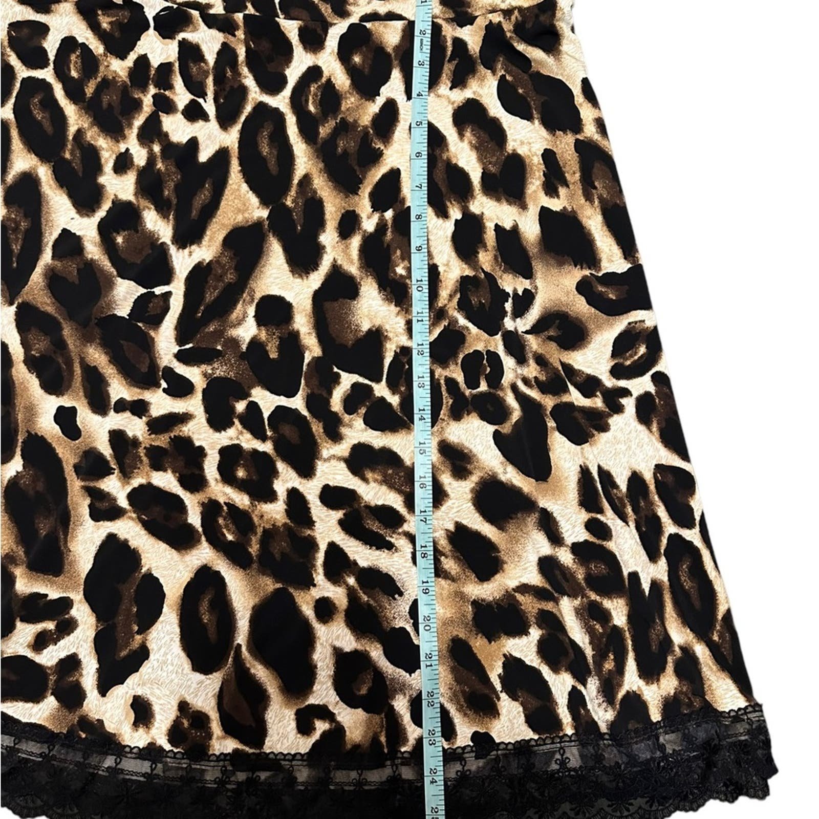 Authentic Grace Elements Cheetah Animal Print Stretch Y2K Skirt Lace Trim Plus Size 2X Mvs4KDydv US Sale