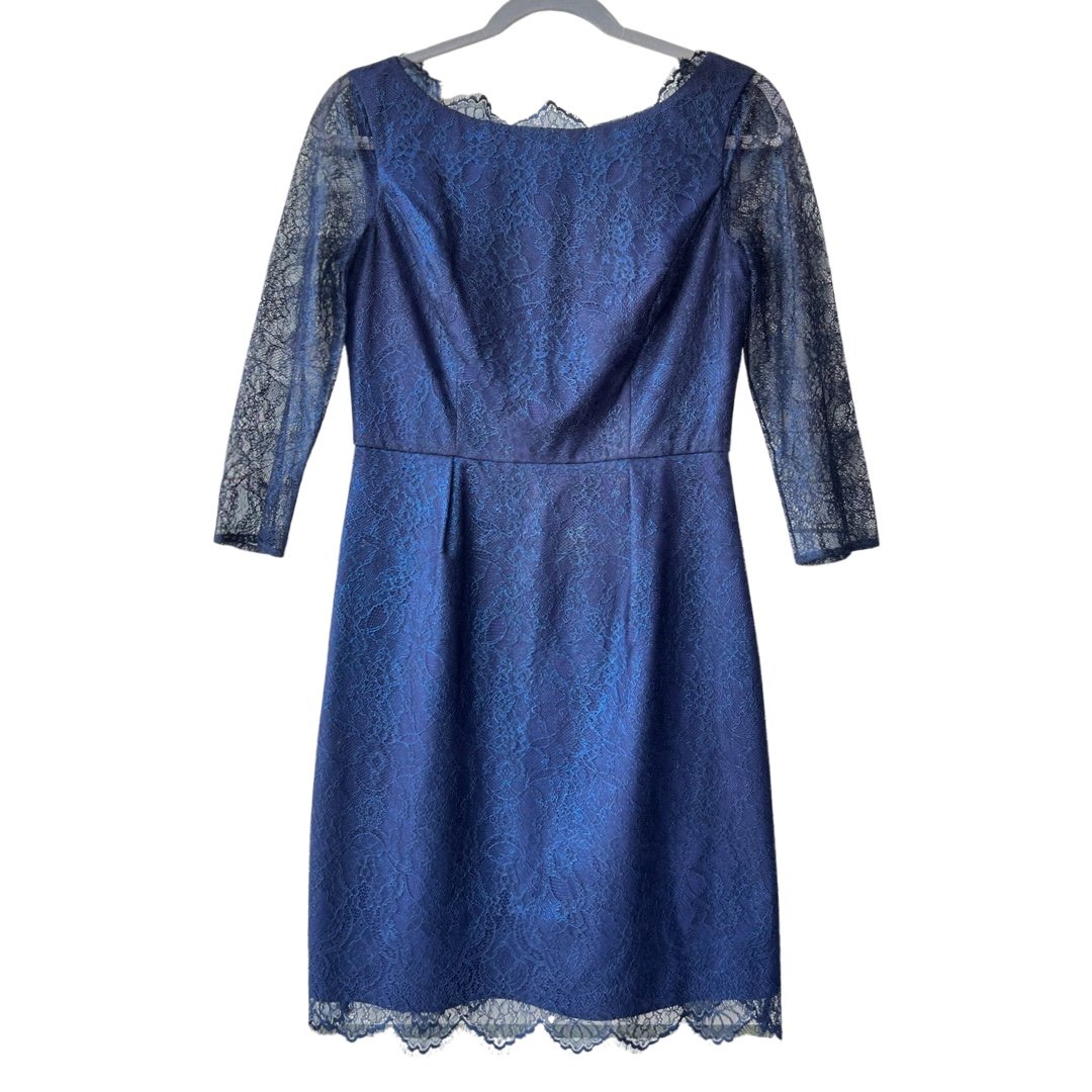 Perfect Cynthia Steffe Blue Metallic Lace Mini Dress Si