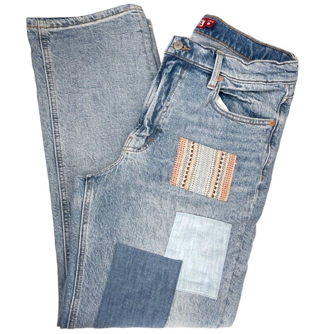 Exclusive Lucky Brand women’s size 10 Boy Mid Rise Relaxed Straight Patchwork Denim Jeans KDVGPH8zb just buy it