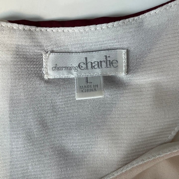 big discount Charming Charlie Cream & Maroon Chevron Shift Midi Dress ((size Large)) maJoVLBVa Store Online