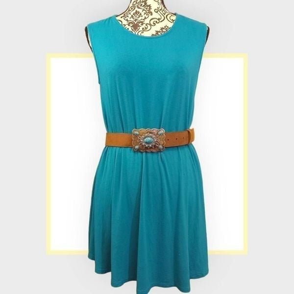 Gorgeous Faded Glory Boho Style Leather Belt With Turquoise Accented Silver Buckle. oHwKNSzwH Everyday Low Prices