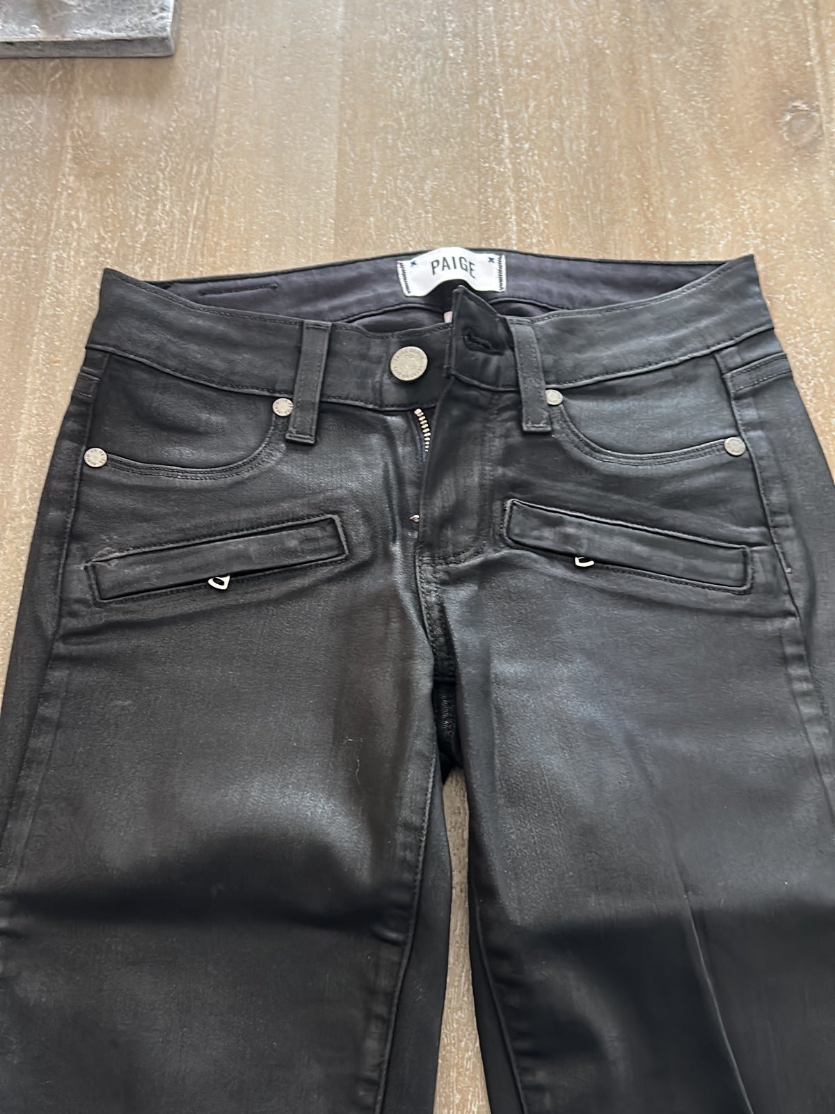 Wholesale price black faux leather Paige moto pants Nxo