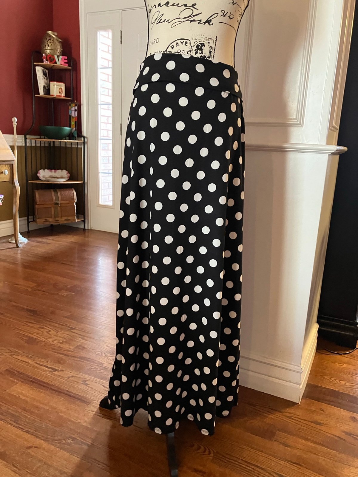 Gorgeous BLACK AND WHITE POLKA DOT MAXI FLARE FOLD OVER TOP SKIRT mI46cVfff outlet online shop