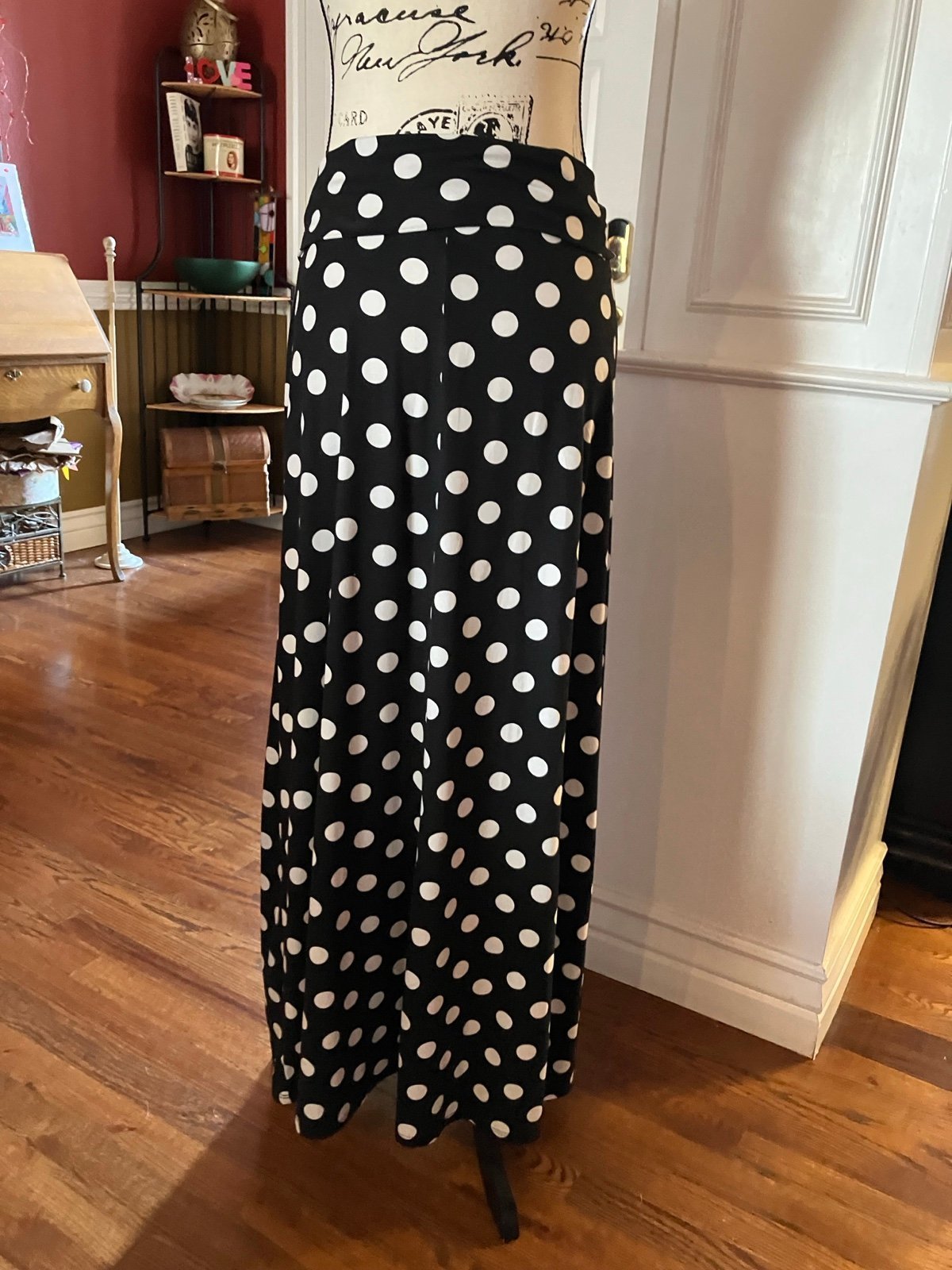 Gorgeous BLACK AND WHITE POLKA DOT MAXI FLARE FOLD OVER TOP SKIRT mI46cVfff outlet online shop