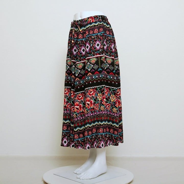 Elegant Koret Floral Cotton Gypsy Maxi Skirt with Elast