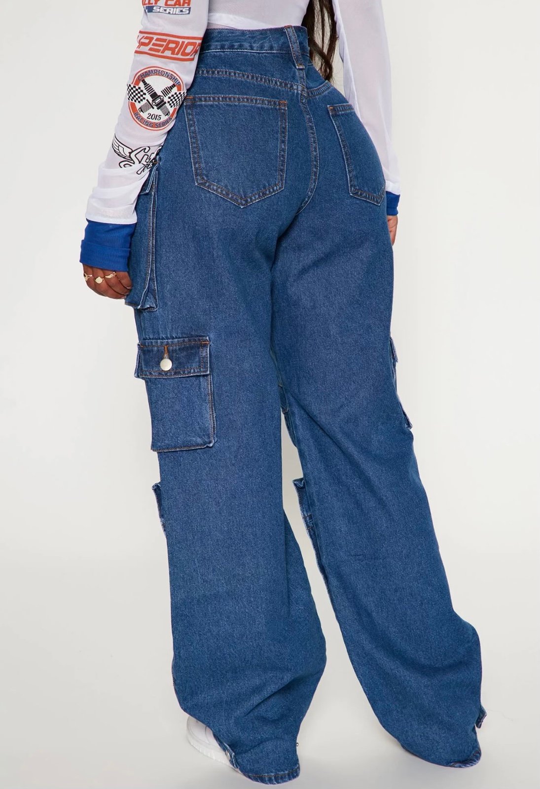 Buy Fashion Nova Billie Low Slung Cargo Jeans - Medium Wash OyiqPIPfG just buy it