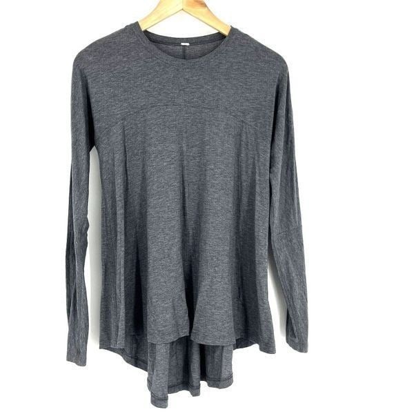 Special offer  Lululemon Acadia Top Size 6 Gray Long Sleeve Heathered Pitch Pima Cotton T Shirt pHlWDqldE all for you