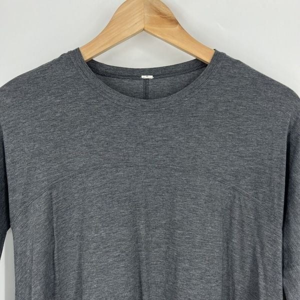 Special offer  Lululemon Acadia Top Size 6 Gray Long Sleeve Heathered Pitch Pima Cotton T Shirt pHlWDqldE all for you