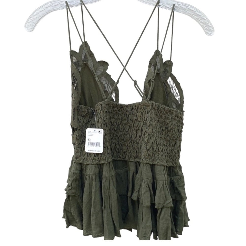 Amazing NWT Free People Womens medium olive sparrow green Adella lace cross strap Cami KzImPqftV just buy it