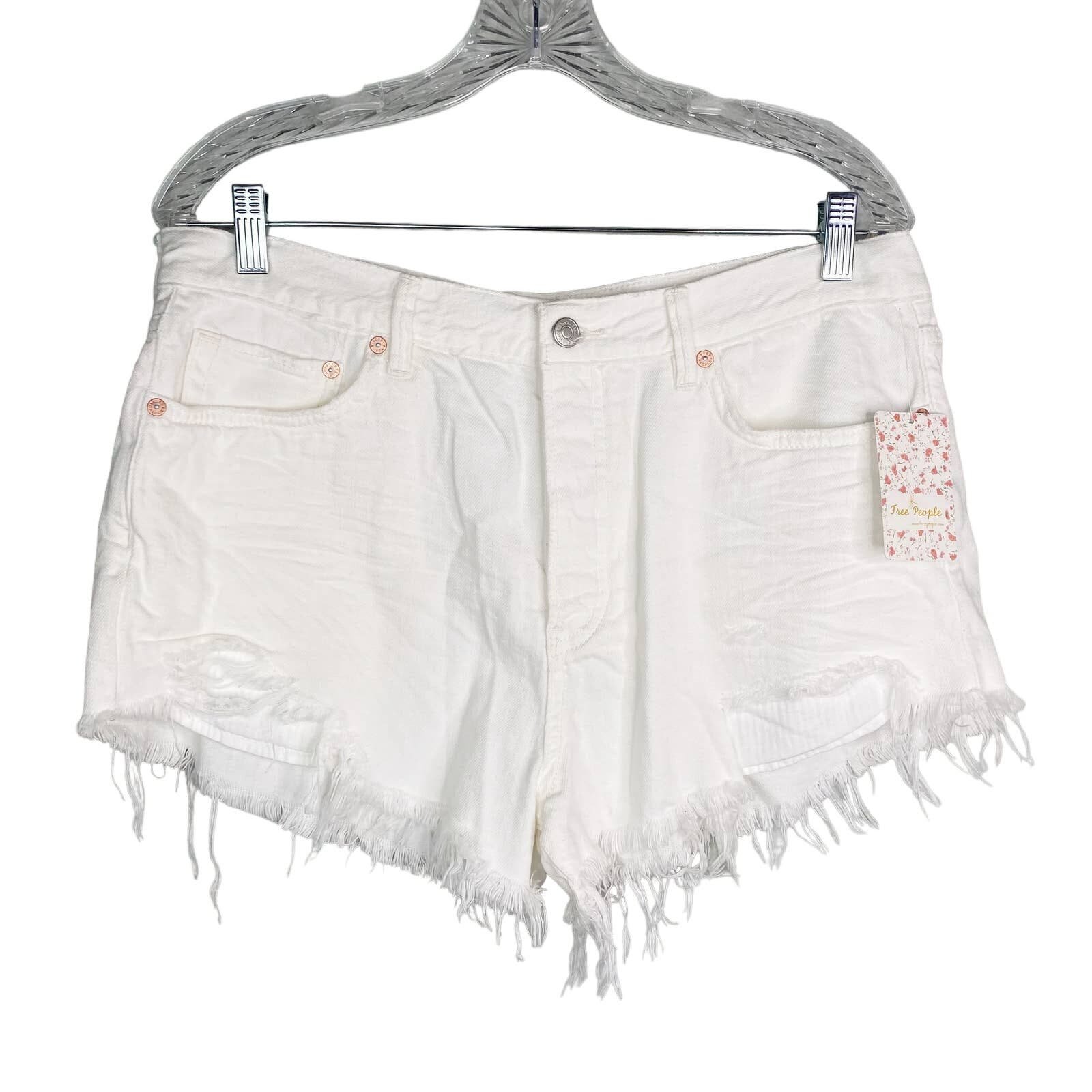 Special offer  Free People We The Free Loving Good Vibrations Cutoffs 31 Spring White New O48yZbkBT all for you