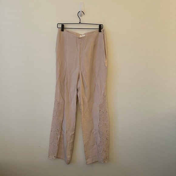 floor price H&M Cream Lace High Waisted Wide Leg Trendy Trousers Size 10 H775AA0hs Cheap