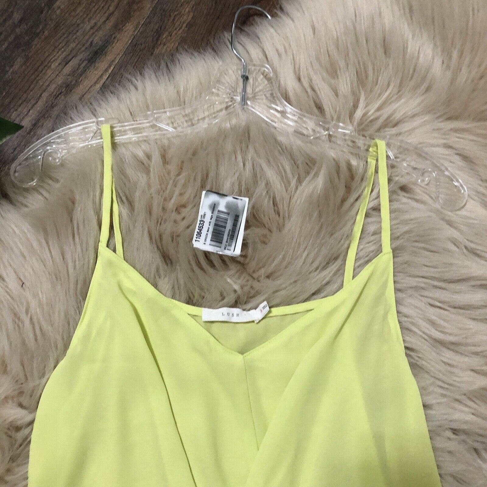 Affordable Nordstrom Lush Size Small Neon Yellow Sheer V Neck Cropped Cami Tank Top NWT JT7g9SMId Cheap