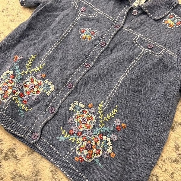 Exclusive Vintage Cotton Alfred Dunner Petite Medium Short Sleeve Sweater Embroidered Flor pLtDH6Ydj no tax