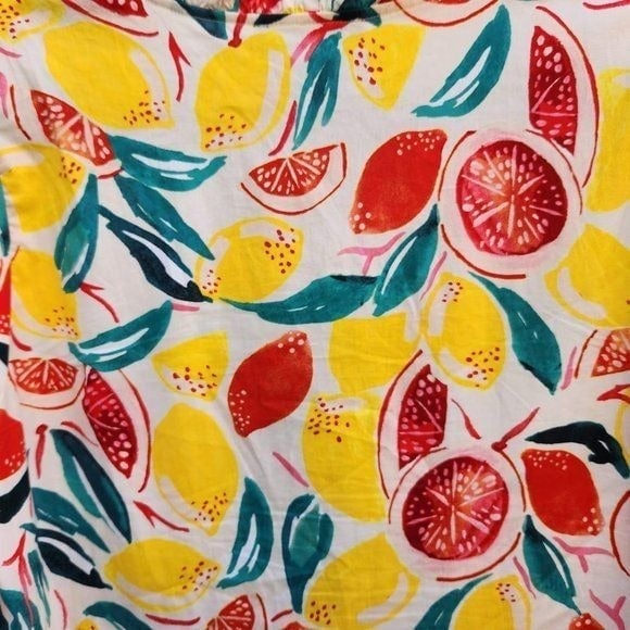 Beautiful Vintage Women Puff Sleeve Fruit Print Midi Dress V Neck Yellow Red Size 12 FlOXu3XMi outlet online shop