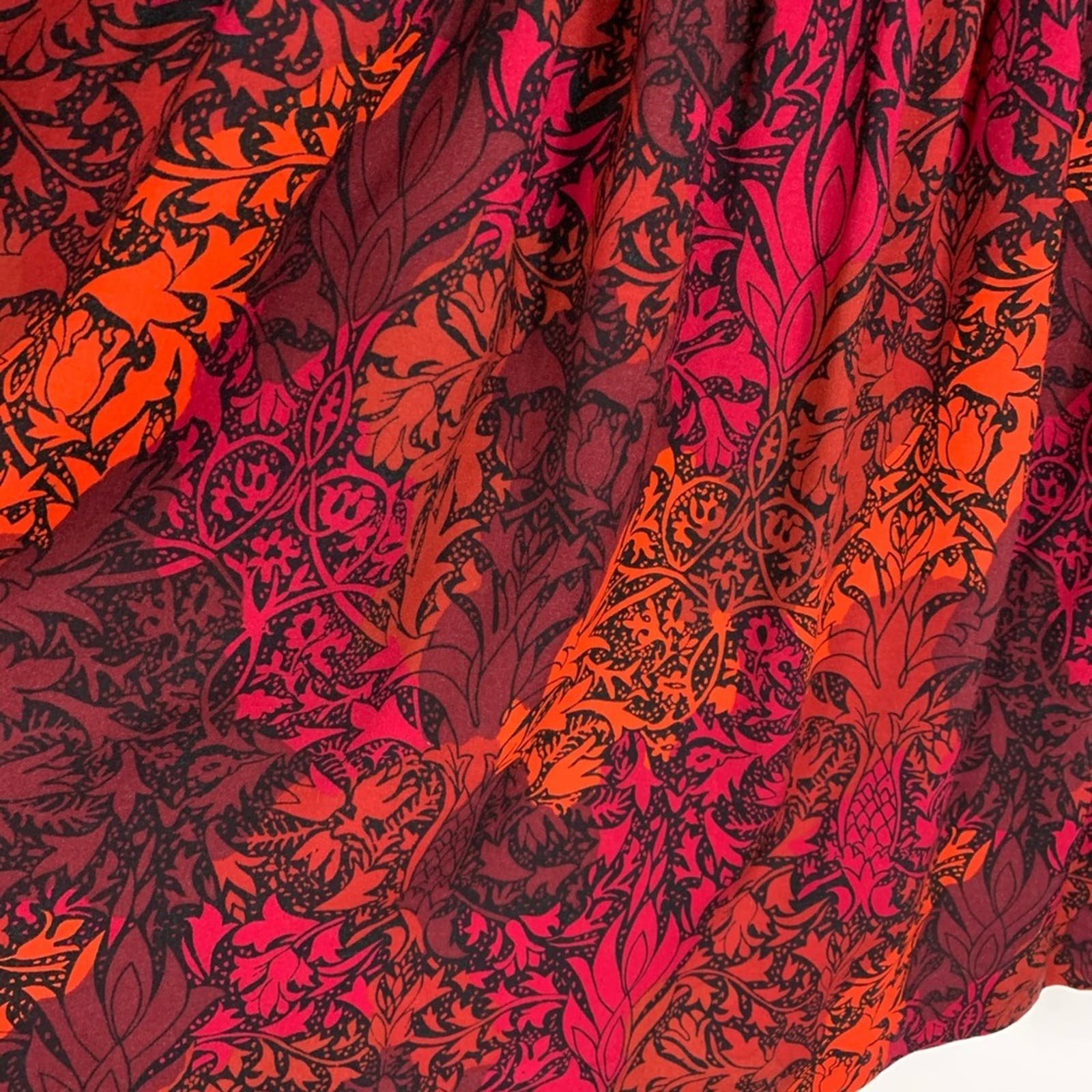 large selection Handmade Rayon Flowy Red Pattern Midi Skirt Small Iu8Ms6PVA Online Shop
