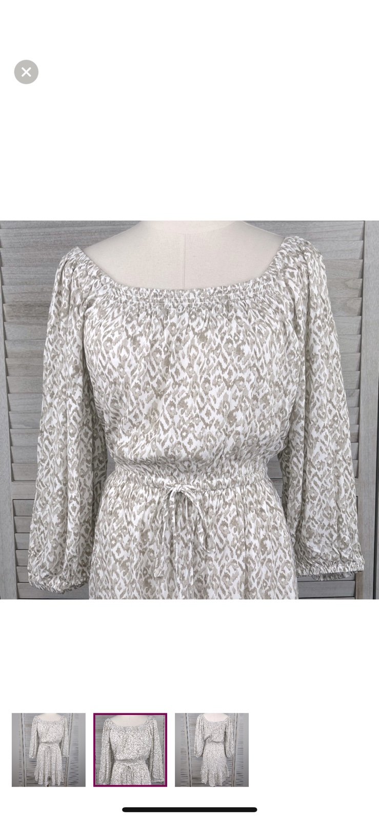 Fashion GENTLE FAWN Boho Off the Shoulder Midi Dress Tan/White Ikat-XS p42u6QX8g Store Online