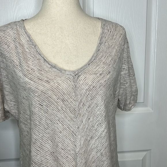 Comfortable C&C California 100% Linen V Neck Top Womens Small Striped Boxy Fit Neutral fIyAeL1Wz Factory Price