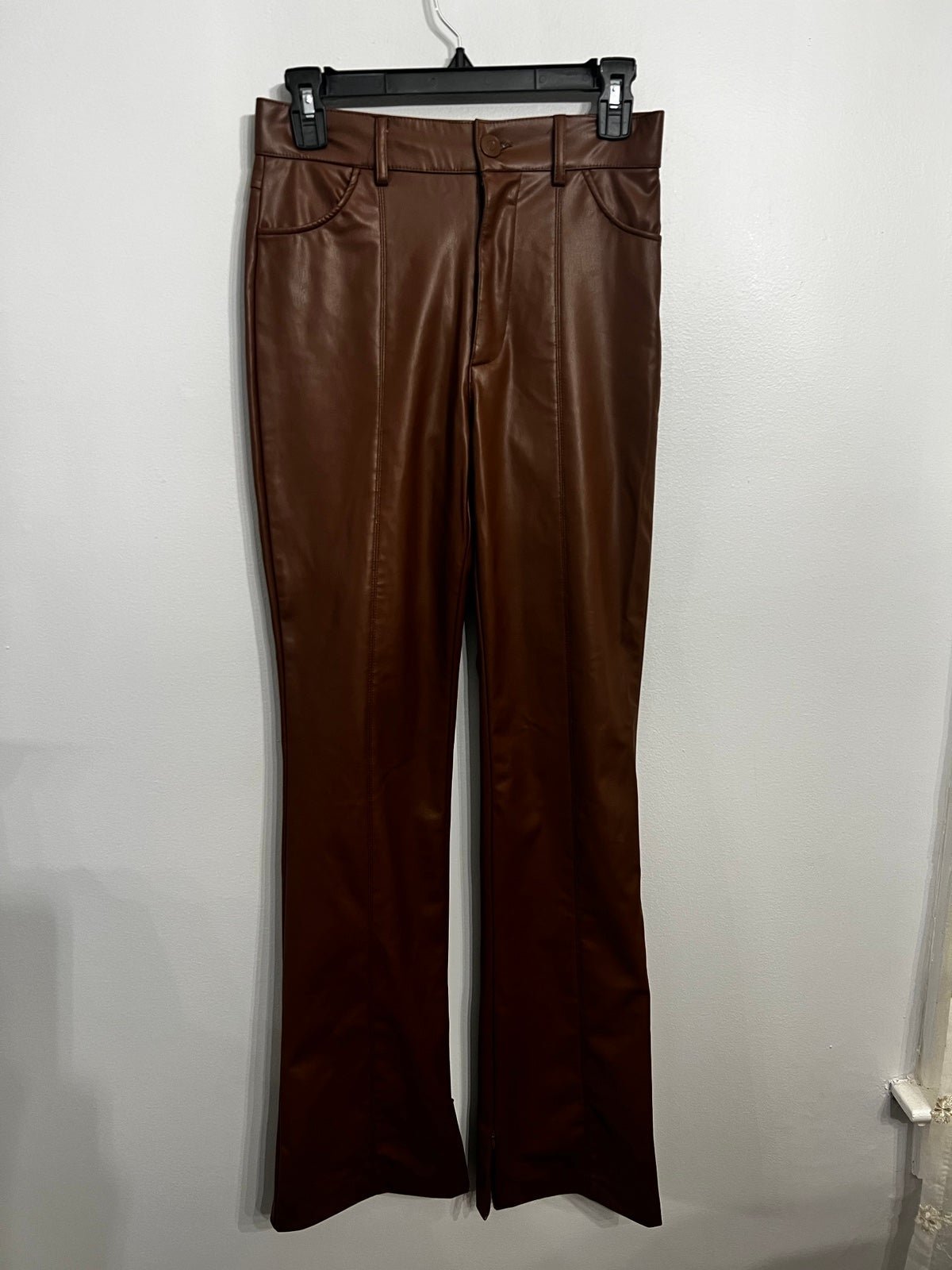 cheapest place to buy  Zara Brown Faux Vegan Leather Pa