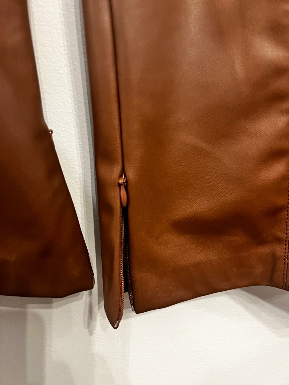cheapest place to buy  Zara Brown Faux Vegan Leather Pants flair ankle Size Small Side Ankle Zipper j84VSl5mJ best sale