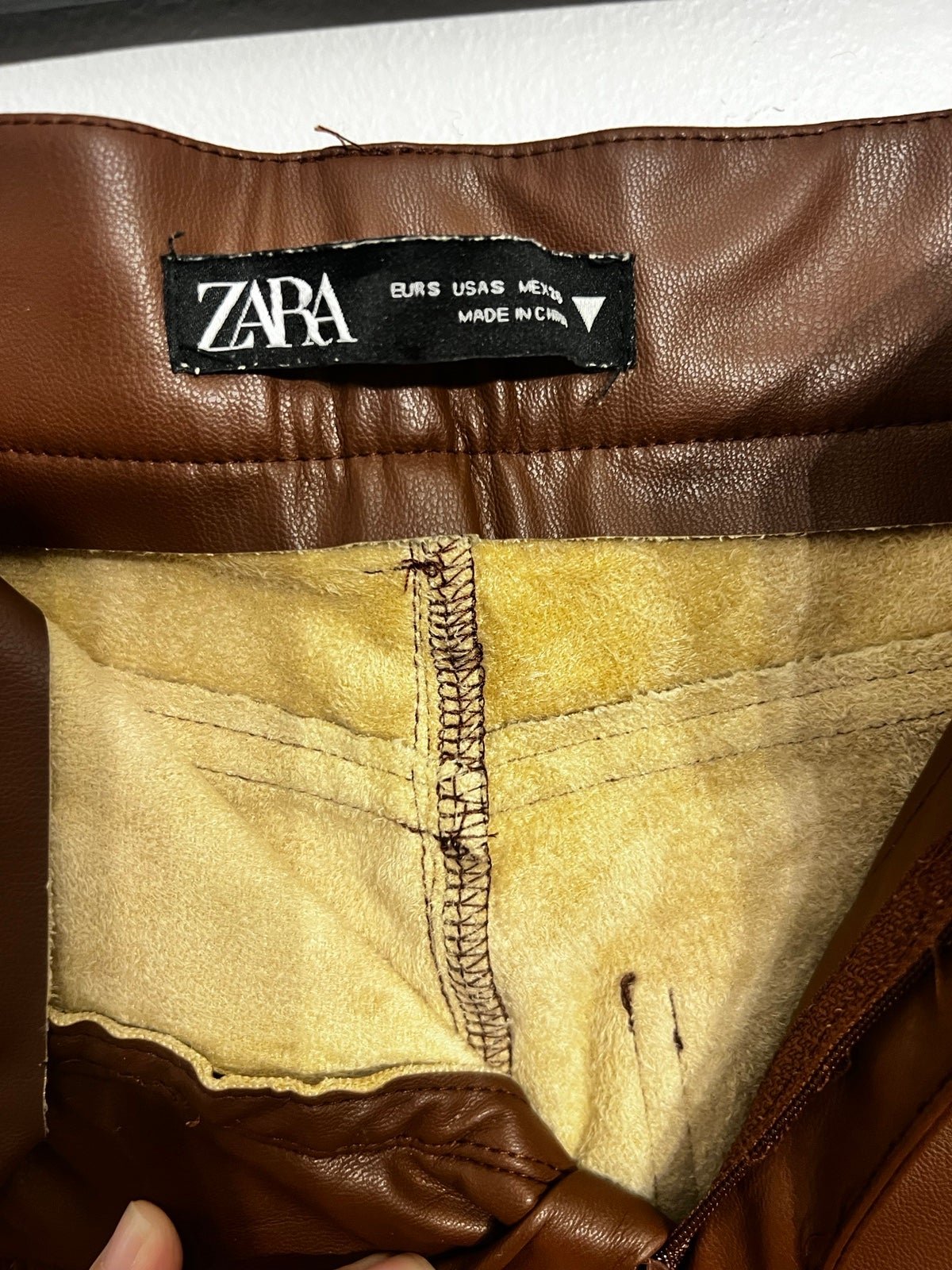 cheapest place to buy  Zara Brown Faux Vegan Leather Pants flair ankle Size Small Side Ankle Zipper j84VSl5mJ best sale