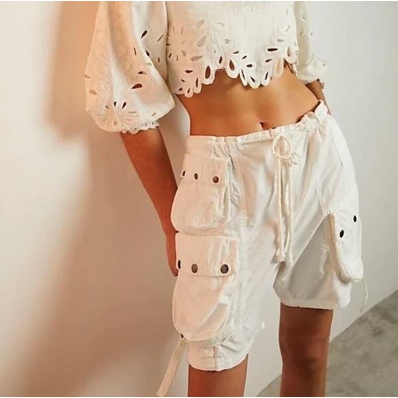 High quality Free People White Wild Bay Parachute Short