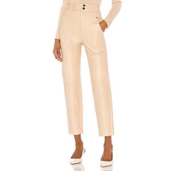 Affordable Song of Style Seana Leather Pant in Khaki Iv