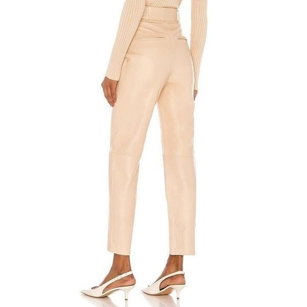 Affordable Song of Style Seana Leather Pant in Khaki Ivory X-Small New Womens Trousers NVG4osiW4 Cheap