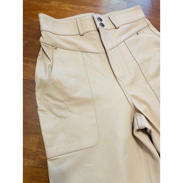 Affordable Song of Style Seana Leather Pant in Khaki Ivory X-Small New Womens Trousers NVG4osiW4 Cheap