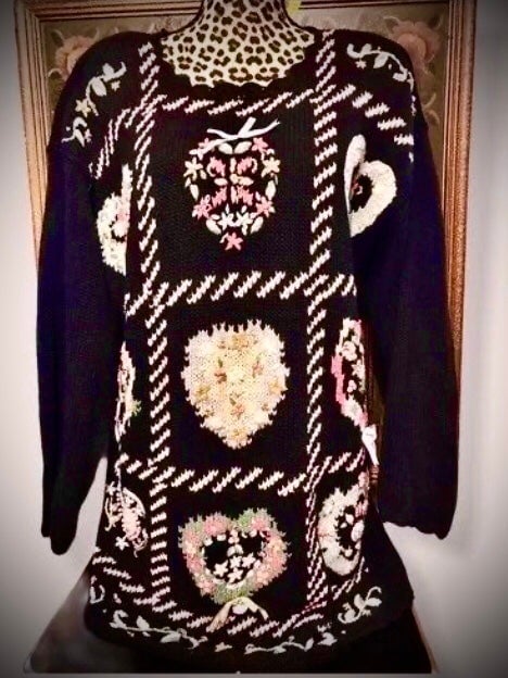 Authentic Embroidered Embellished Tunic Sweater 18 hJF8