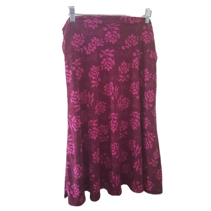 good price LuLaRoe Purple Floral Stretchy Midi Skirt Li