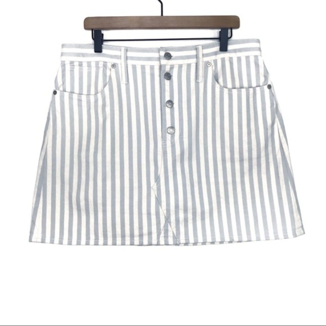 Exclusive MADEWELL Stretch A-Line Mini Pompano Striped Denim Jean Skirt 32 ngbeodPMb Factory Price