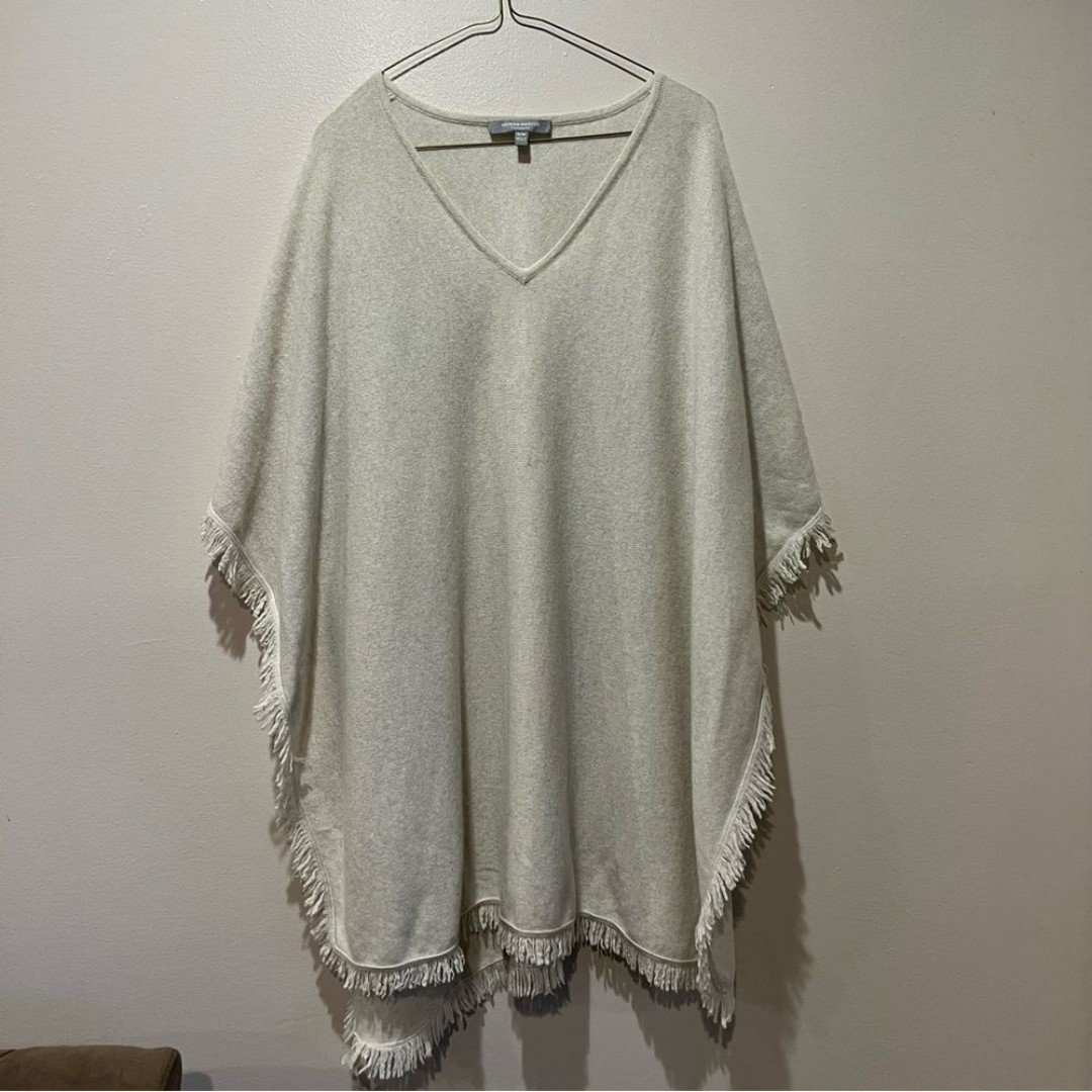 Exclusive Neiman Marcus Cashmere Fringed Poncho Shawl S