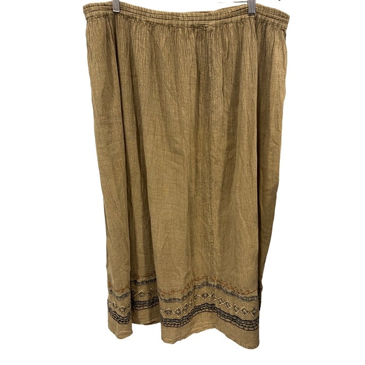Custom Ann Mai Embroidered Skirt Women M Maxi Lagenlook Cotton Boho Hippie Yellow Green HboULHTdm Everyday Low Prices