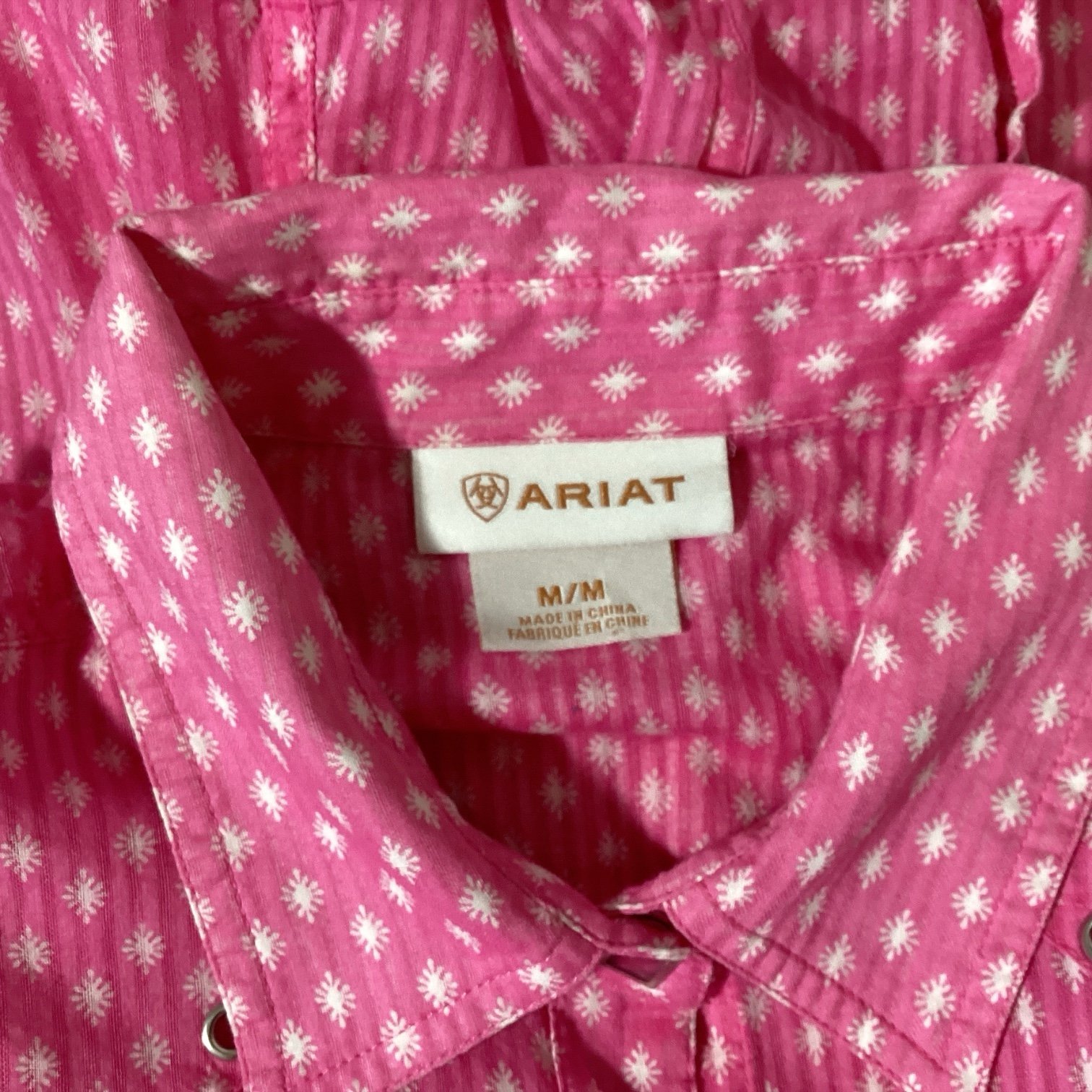 the Lowest price Ariat Pink Pearl Snap Western Rodeo Cowgirl All Over Print Sz M kT9Kb5ppo Fashion