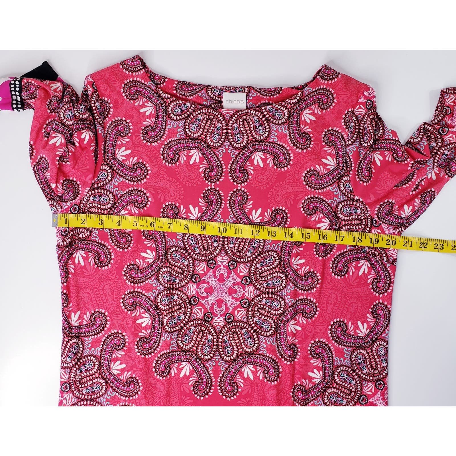 Buy CHICOS Women´s Size 2 Red & Black 3/4 Sleeve Paisley Shift Dress in VGUC PDyd8ZRse Online Exclusive