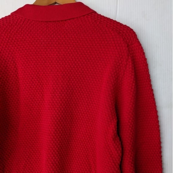 Amazing VINTAGE polo collared red textured knit oversized cozy grandpa sweater GcWxPKOWm no tax