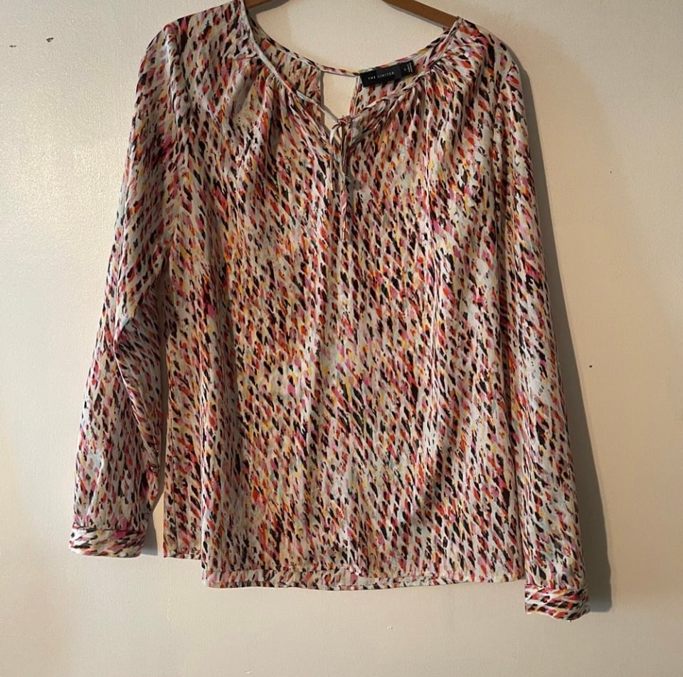 Popular THE LIMITED Women Keyhole Neck Top Multicolored