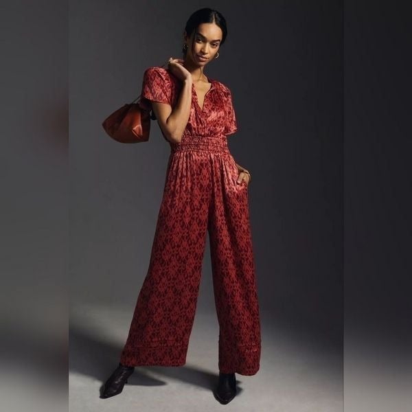 Special offer  Anthropologie Somerset Jumpsuit In Red Motif Size Large NWT FItC6Eymk Buying Cheap