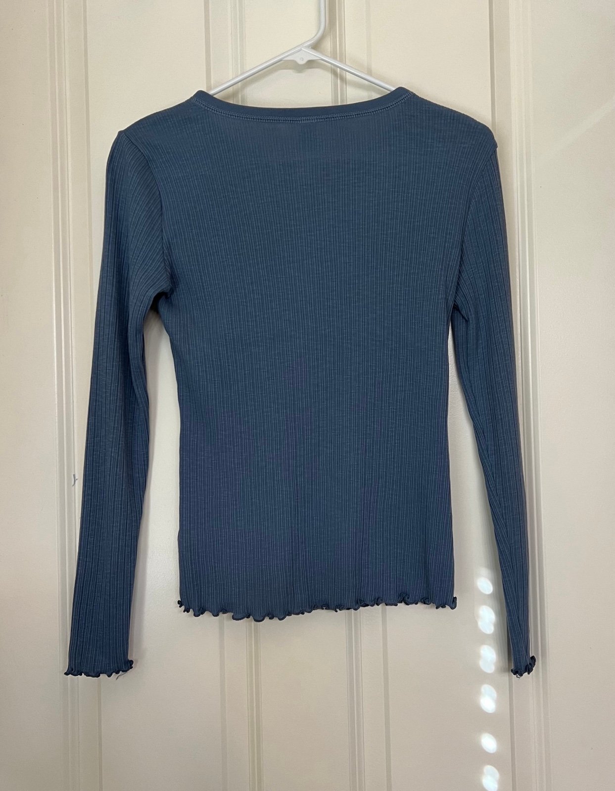 Buy Old Navy Dusty Blue Ribbed Button top with Lettuce Trim - Size XS LaxXNTBYN Store Online