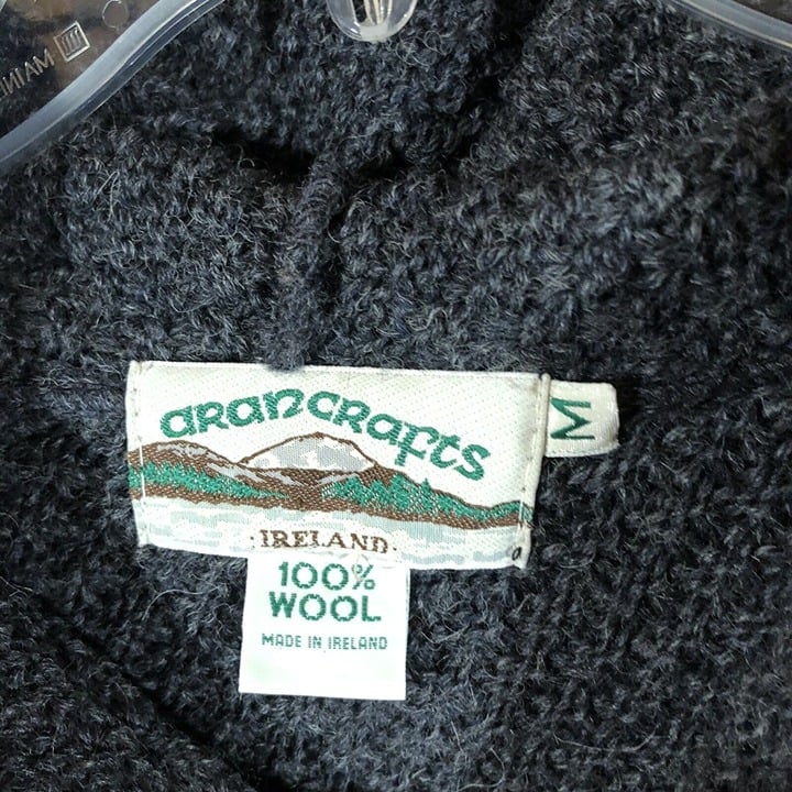 Elegant Aran Crafts 100% Wool Poncho Hooded Knit Sweater Womens Size Medium Gray FLAW*** LJVotbC5D Cheap