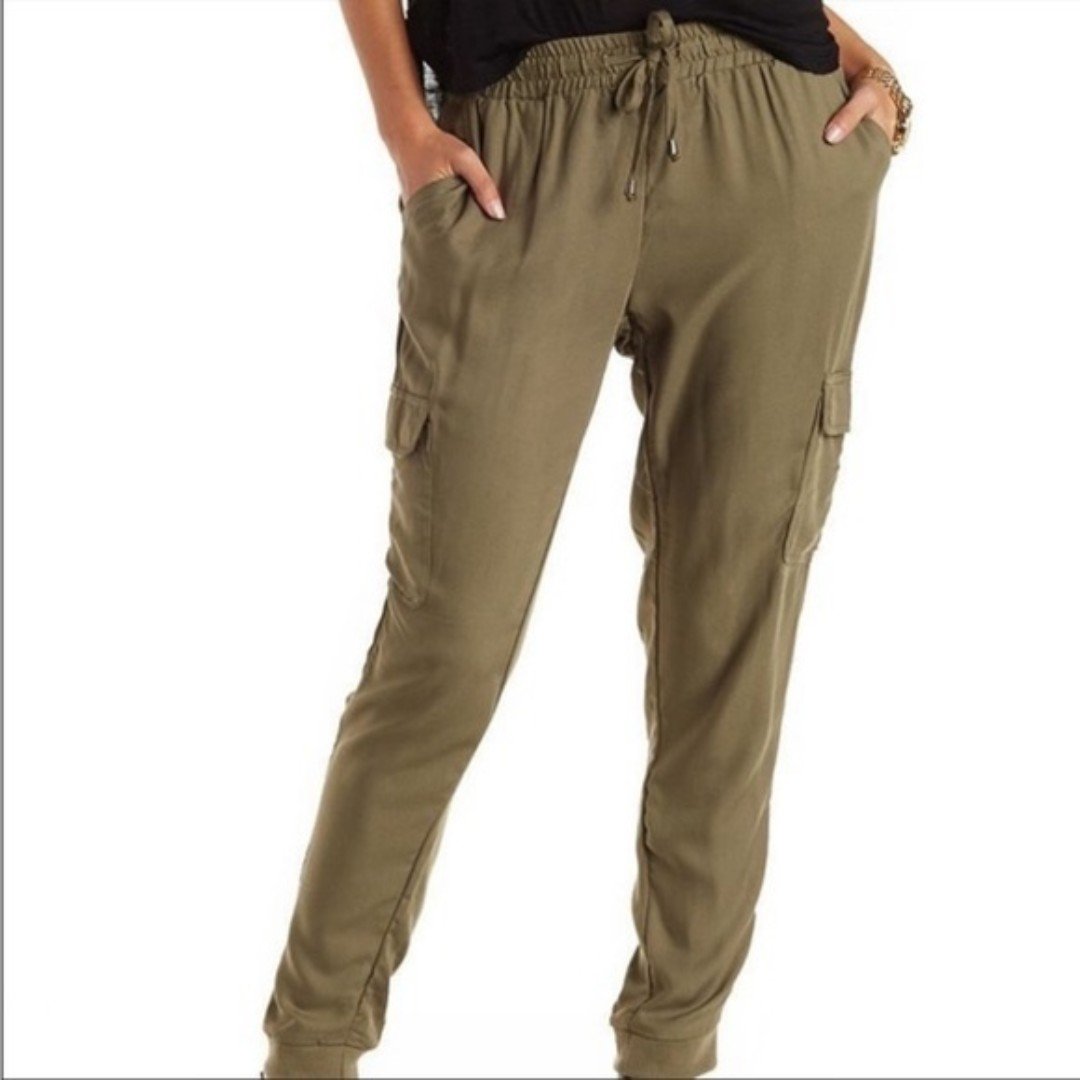High quality Charlotte Russe XS olive green cargo joggers i7m1okw7q online store