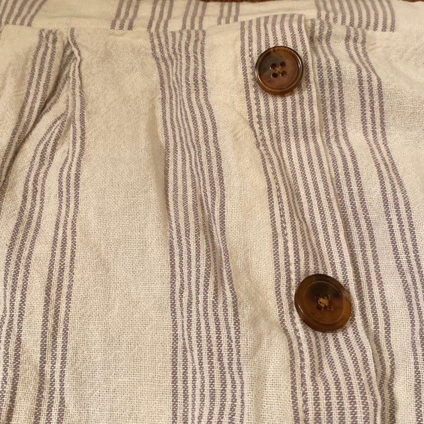 Perfect NWOT Linen Blend Medium Women’s Striped Skirt Gray and Cream ggzh01P9I best sale